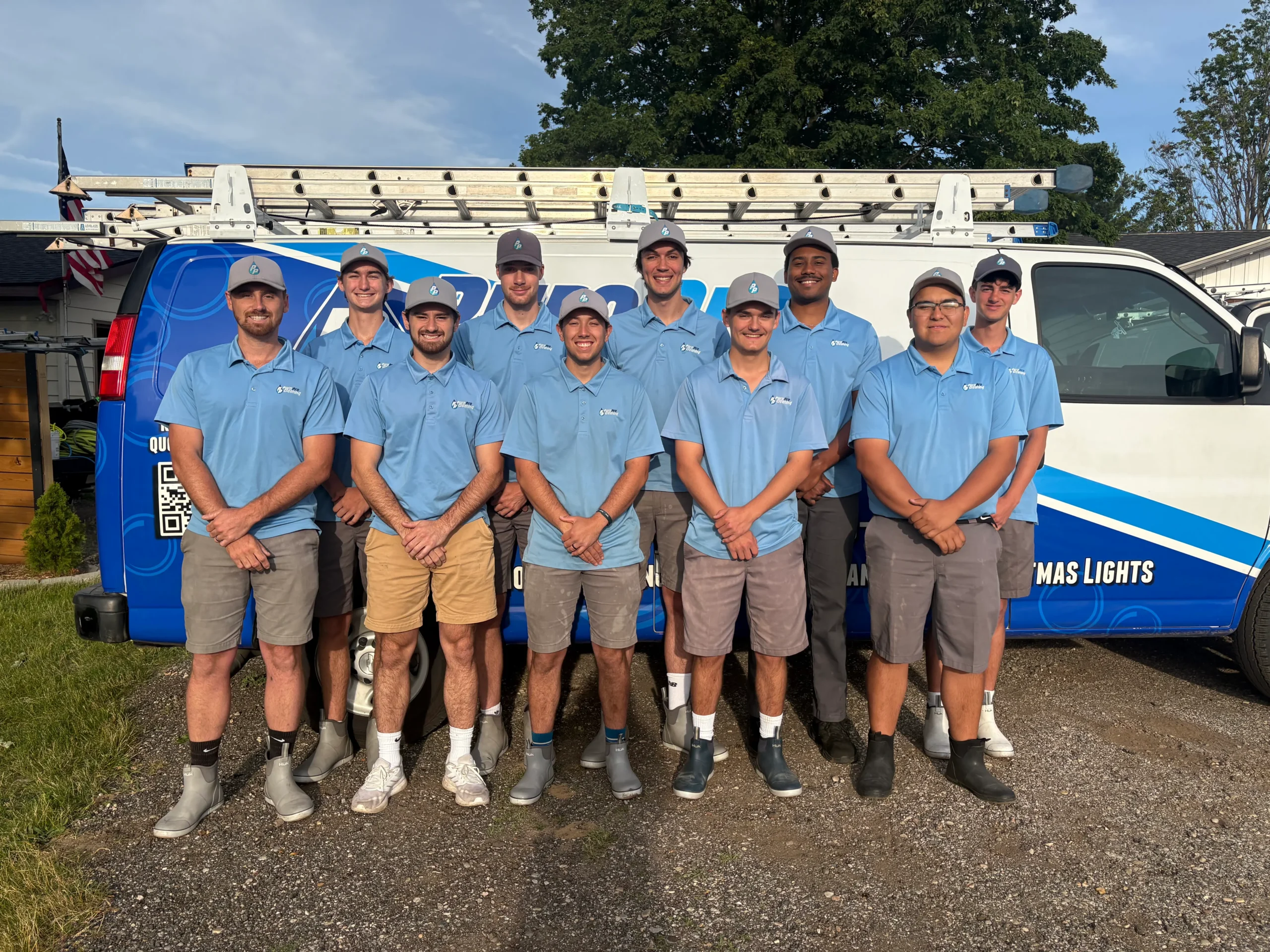 PurePro Cleaning team in Byron Center, Michigan - crew in light blue polos in front of a service van
